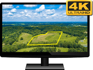 TV screen showing video with 3D rendered property lines